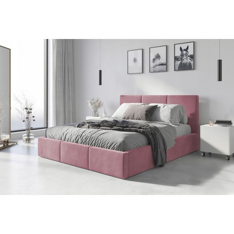 Čalúnená posteľ HILTON 140x200cm výklopná ružová